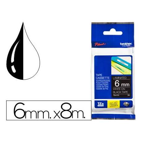 Cintas Brother TZE-315 6mm (ancho) x 8m (largo) laminada negro/blanco