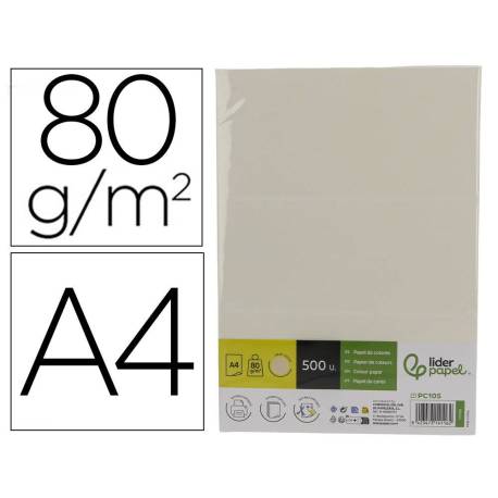 PAPEL COLOR LIDERPAPEL DIN A4 80 GR AMARILLO NEON PAQUETE DE 500 HOJAS