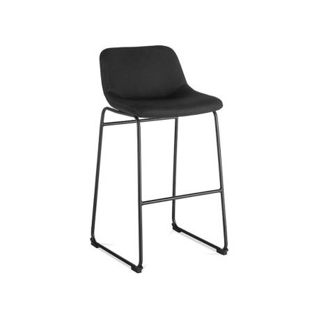 TABURETE ALTO ROCADA CON ASIENTO Y RESPALDO BAJO TAPIZADO TELA IGNIFUGA BASE METALICA ACERO COLOR NEGRO