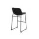 TABURETE ALTO ROCADA CON ASIENTO Y RESPALDO BAJO TAPIZADO TELA IGNIFUGA BASE METALICA ACERO COLOR NEGRO