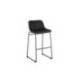 TABURETE ALTO ROCADA CON ASIENTO Y RESPALDO BAJO TAPIZADO TELA IGNIFUGA BASE METALICA ACERO COLOR NEGRO