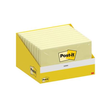 BLOC DE NOTAS ADHESIVAS QUITA Y PON POST-IT 76X127 MM 100 HOJAS AMARILLO CANARIO RETRACTILADO INDIVIDUALMENTE