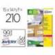 ETIQUETA ADHESIVA AVERY BLANCA PERMANENTE RECICLADA 100% PARA IMPRESORA LASER 99,1X38,1 MM CAJA DE 210