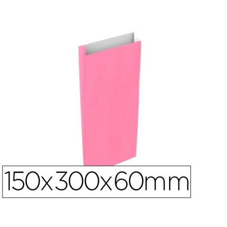 SOBRE PAPEL BASIKA CELULOSA ROSA CON FUELLE S 150X300X60 MM PAQUETE DE 25 UNIDADES