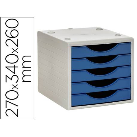 FICHERO CAJONES DE SOBREMESA Q-CONNECT 5 CAJONES COLOR AZUL OPACO 270X340X260 MM