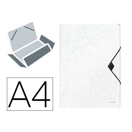 Carpeta de gomas Leitz Wow con solapas Polipropileno Din A4 color Blanco