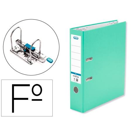 Archivador de palanca Elba Carton forrado PVC Folio Lomo de 80 mm verde menta