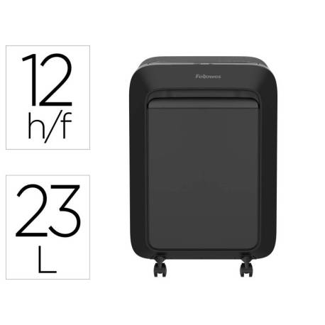 DESTRUCTORA DE DOCUMENTOS FELLOWES LX211 CAPACIDAD DE 12 HOJAS SEGURIDAD P5 NEGRA PAPELERA 23 L GRAPAS