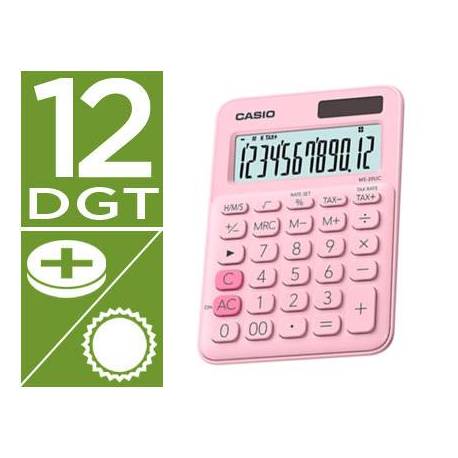 Calculadora Sobremesa Casio MS-20UC-BU 12 Digitos color Rosa