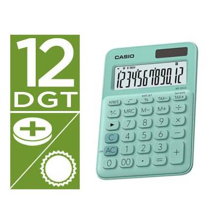 Calculadora Sobremesa Casio MS-20UC-BU 12 Digitos color Verde