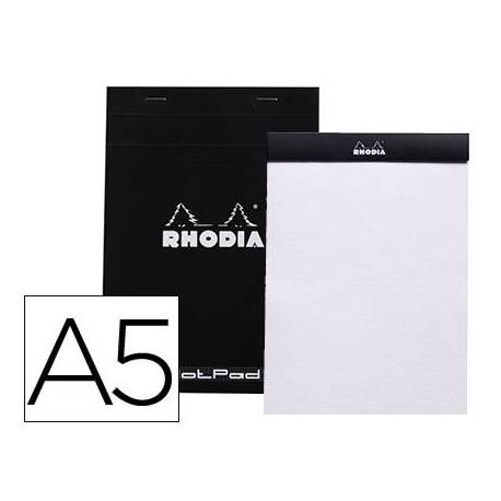Bloc de notas perforado Rhodia Din A5 liso Negro