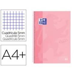 CUADERNO ESPIRAL OXFORD DIN A4+ 80 HOJAS CUADRO 5 MM CON MARGEN FLAMINGO PASTEL