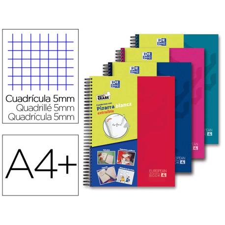Bloc marca Oxford DIN A4+ White&Erase Cuadricula 5 mm 120 hojas COLORES SURTIDOS