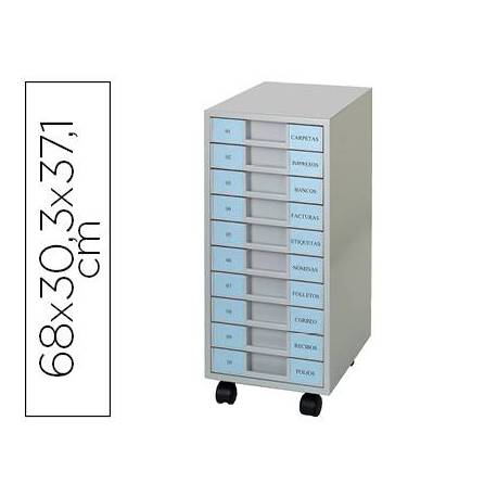 Archivador movil Clen metalico 10 cajones color Gris