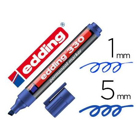 Rotulador permanente Edding 330 color azul punta biselada 1-5mm recargable