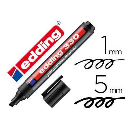 Rotulador permanente Edding 330 color negro punta biselada 1-5mm recargable