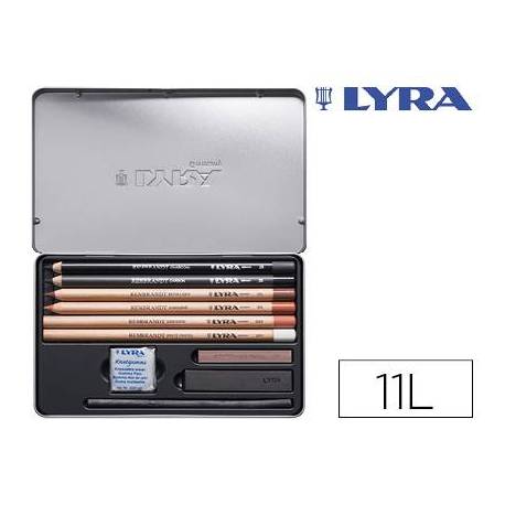 Lápices Lyra rembrandt con accesorios para esbozos caja de 11 unidades