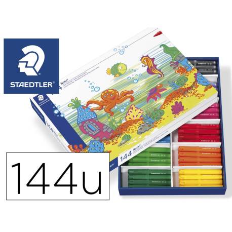 Rotuladores Staedtler Jumbo Punta Gruesa 3 mm de Colores Surtidos Caja de 144 unidades
