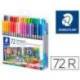 Rotulador Staedtler 3200 Doble Punta Fibra de Colores Surtidos Estuche de 72 unidades