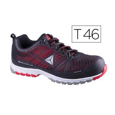 Zapatos de seguridad de Poliuretano marca DeltaPlus Negro y Rojo talla 46