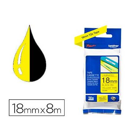 Cintas Brother TZE-641 18 mm (ancho) x 8 m (largo) Color Amarillo laminada