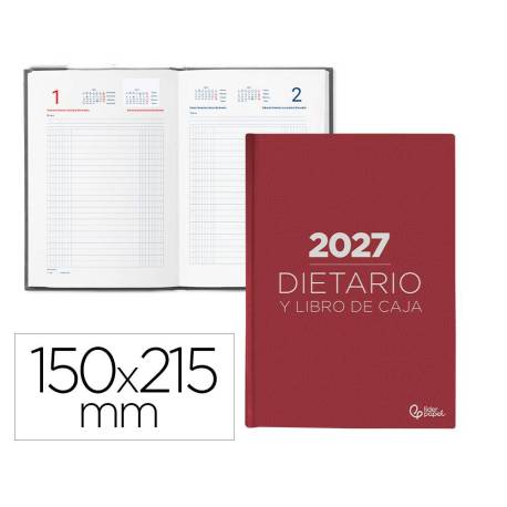 DIETARIO LIDERPAPEL 2027 CUARTO 150X215 MM DIA PAGINA BILINGUE COLOR ROJO PAPEL 70 G FSC