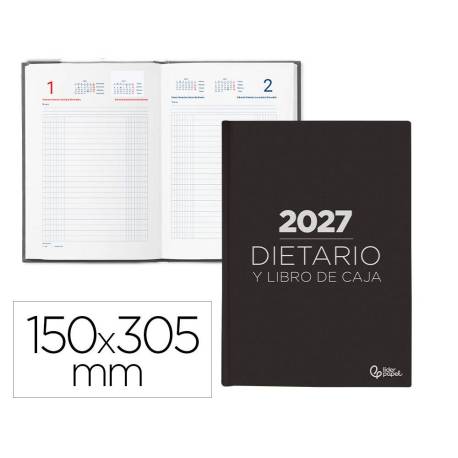 DIETARIO LIDERPAPEL 2027 DOS TERCIOS 150X305 MM DIA PAGINA BILINGUE COLOR NEGRO PAPEL 70 G FSC