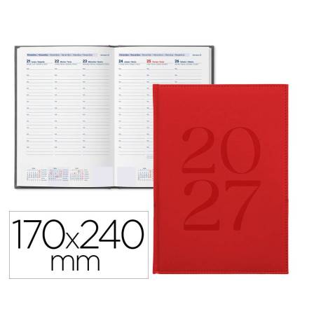 AGENDA OFICINA LIDERPAPEL 2027 ENCUADERNADA CRETA SEMANA VISTA 170X240 MM BILINGUE 70G PAPEL FSC