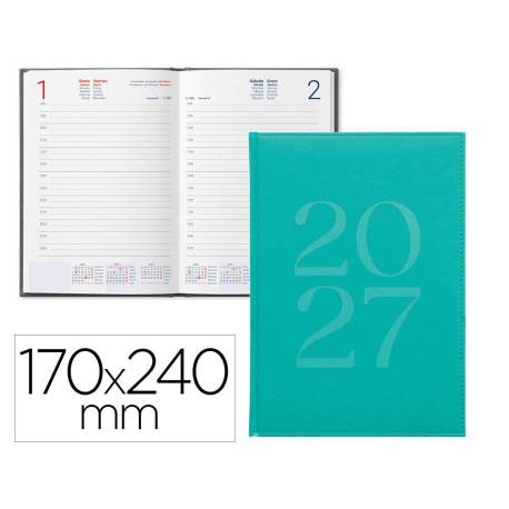 AGENDA OFICINA LIDERPAPEL 2027 ENCUADERNADA CRETA DIA PAGINA 170X240 MM BILINGUE 70G PAPEL FSC GREEN