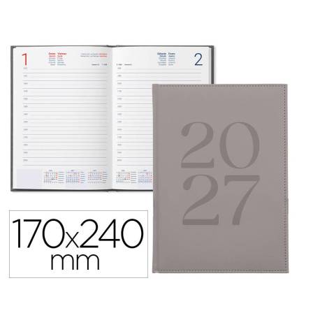 AGENDA OFICINA LIDERPAPEL 2027 ENCUADERNADA CRETA DIA PAGINA 170X240 MM BILINGUE 70G PAPEL FSC GREY