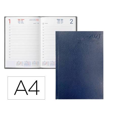AGENDA OFICINA LIDERPAPEL 2027 ENCUADERNADA CORFU DIA PAGINA A4 BILINGUE 60G PAPEL FSC BLUE