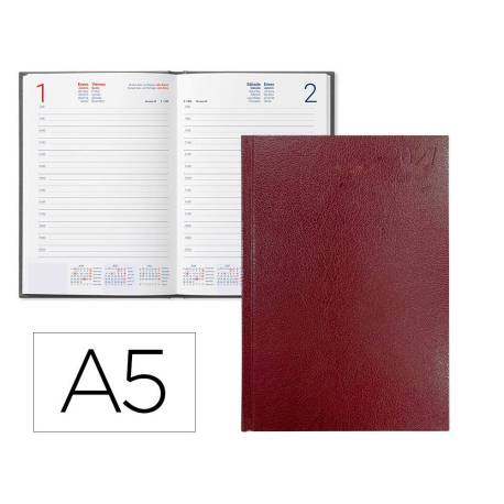 AGENDA OFICINA LIDERPAPEL 2027 ENCUADERNADA CORFU DIA PAGINA A5 BILINGUE 60G PAPEL FSC RED