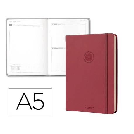 AGENDA OFICINA LIDERPAPEL 2027 ENCUADERNADA SOLID COLORS DIA PAGINA A5 BILINGUE 70G PAPEL FSC BURGUNDY