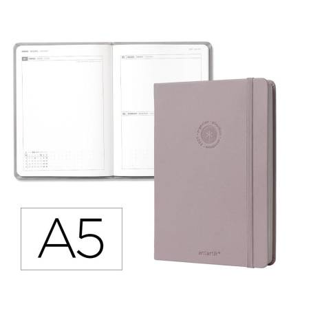 AGENDA OFICINA LIDERPAPEL 2027 ENCUADERNADA SOLID COLORS DIA PAGINA A5 BILINGUE 70G PAPEL FSC GREY
