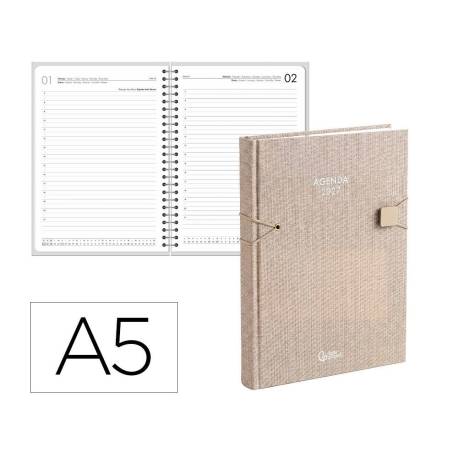 AGENDA OFICINA LIDERPAPEL 2027 ENCUADERNADA ELASTIC CLOSURE DIA PAGINA A5 BILINGUE 70G PAPEL FSC DESIGN