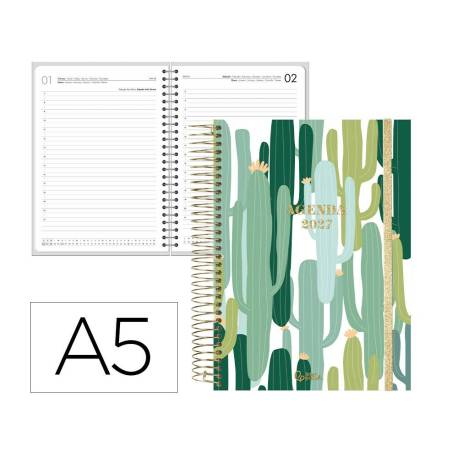 AGENDA OFICINA LIDERPAPEL 2027 ESPIRAL FANTASY DIA PAGINA A5 BILINGUE 70G PAPEL FSC DESIGN 1