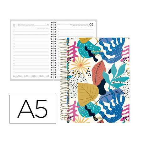 AGENDA OFICINA LIDERPAPEL 2027 ESPIRAL FANTASY DIA PAGINA A5 BILINGUE 70G PAPEL FSC DESIGN 1