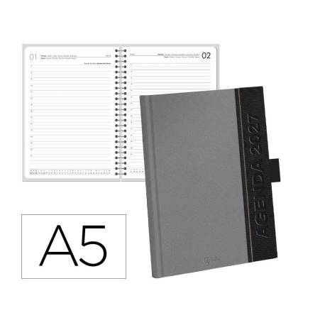 AGENDA OFICINA LIDERPAPEL 2027 ENCUADERNADA CORPORATE A DIA PAGINA A5 BILINGUE 70G PAPEL FSC GREY