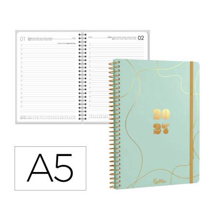 AGENDA OFICINA LIDERPAPEL 2027 ESPIRAL PERISSA DIA PAGINA A5 BILINGUE 80G PAPEL FSC DESIGN 2