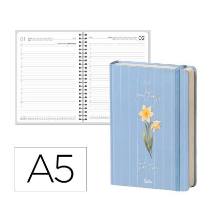 AGENDA OFICINA LIDERPAPEL 2027 ENCUADERNADA FLOWERS A SEMANA VISTA A5 BILINGUE 70G PAPEL FSC DESIGN 1