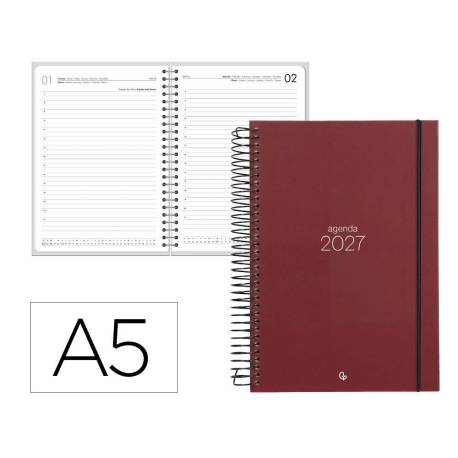AGENDA OFICINA LIDERPAPEL 2027 ESPIRAL OLBIA DIA PAGINA A5 BILINGUE 60G PAPEL FSC DESIGN 3