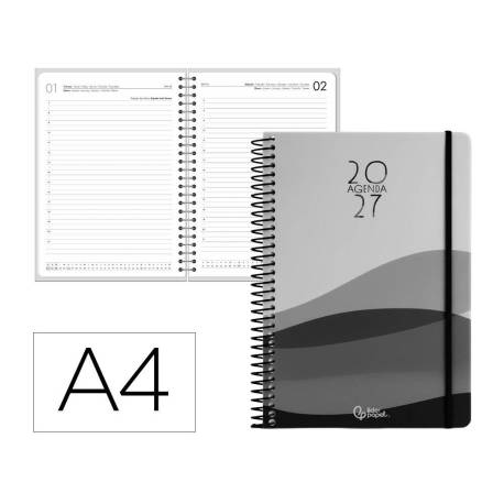 AGENDA OFICINA LIDERPAPEL 2027 ESPIRAL GAZI DIA PAGINA A4 BILINGUE 70G PAPEL FSC DESIGN 1
