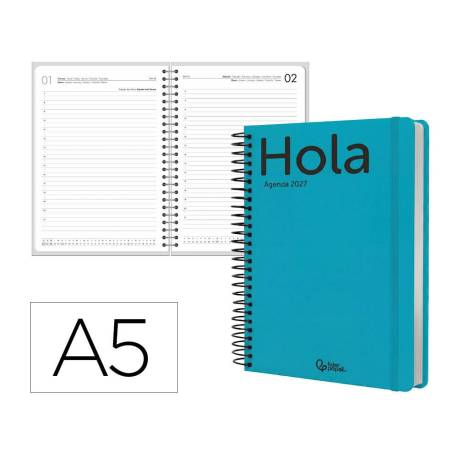 AGENDA OFICINA LIDERPAPEL 2027 ESPIRAL CLASSIC DIA PAGINA A5 BILINGUE 70G PAPEL FSC DESIGN 4