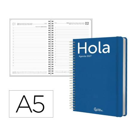 AGENDA OFICINA LIDERPAPEL 2027 ESPIRAL CLASSIC DIA PAGINA A5 BILINGUE 70G PAPEL FSC DESIGN 2