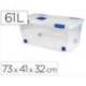 CONTENEDOR PLASTICO PLASTICFORTE N 7 TRANSPARENTE CON TAPA 61L 73X41X32 CM