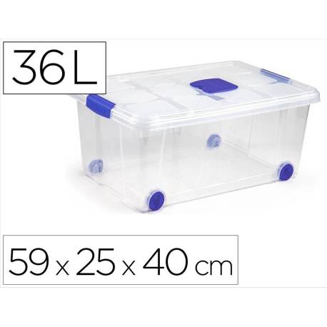 CONTENEDOR PLASTICO PLASTICFORTE N 3 TRANSPARENTE CON TAPA CAPACIDAD 36 L