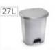 PAPELERA CONTENEDOR PLASTICFORTE PLASTICO CON TAPADERA Y PEDAL 27 LITROS COLOR PLATA 380X320X450 MM