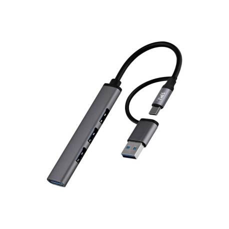HUB TNB ULTRAFINO USB-A /USB-C 4XUSB-A COLOR ALUMINIO