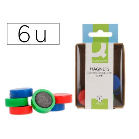 IMAN PARA SUJECION Q-CONNECT IDEAL PARA PIZARRAS MAGNETICAS 20 MM COLORES SURTIDOS CAJA DE 6 UNIDADES