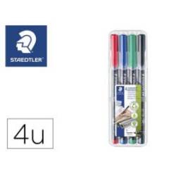 Rotulador Retroproyección Permanente Staedtler Lumocolor 318 de 4 Colores Surtidos Punta Superfina Redonda